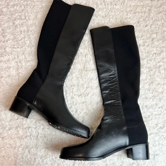 NEW Stuart Weitzman Jayla Knee Black Leather Knee High Boot in Size 8 - Picture 11 of 14